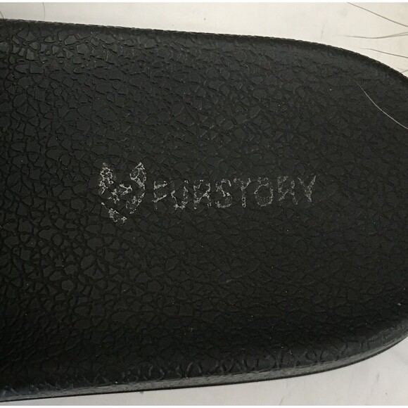 Fur Story Natural Brown Fox Fur & Black Slide Sandals Slippers EU 43.5 US 11 - Picture 8 of 12